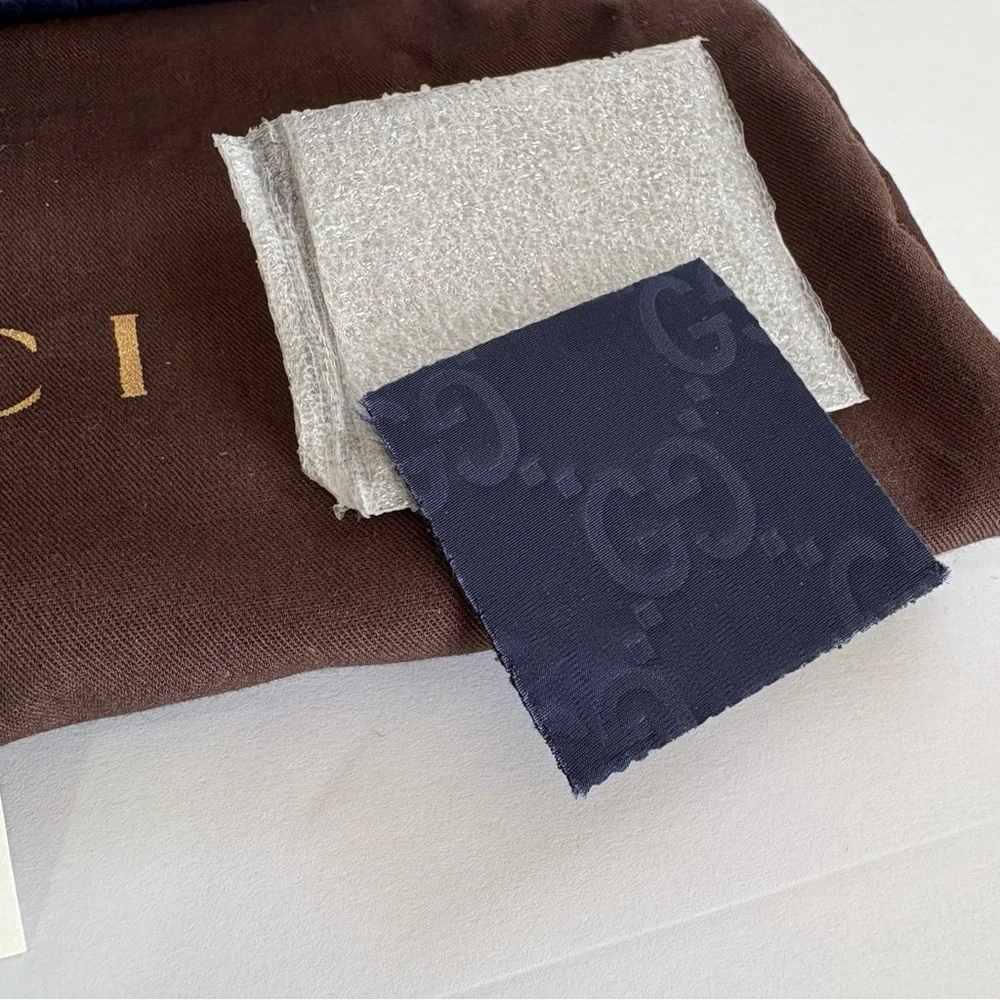 💙 NWT Gucci GG Guccissima Nylon Pouch Navy Blue